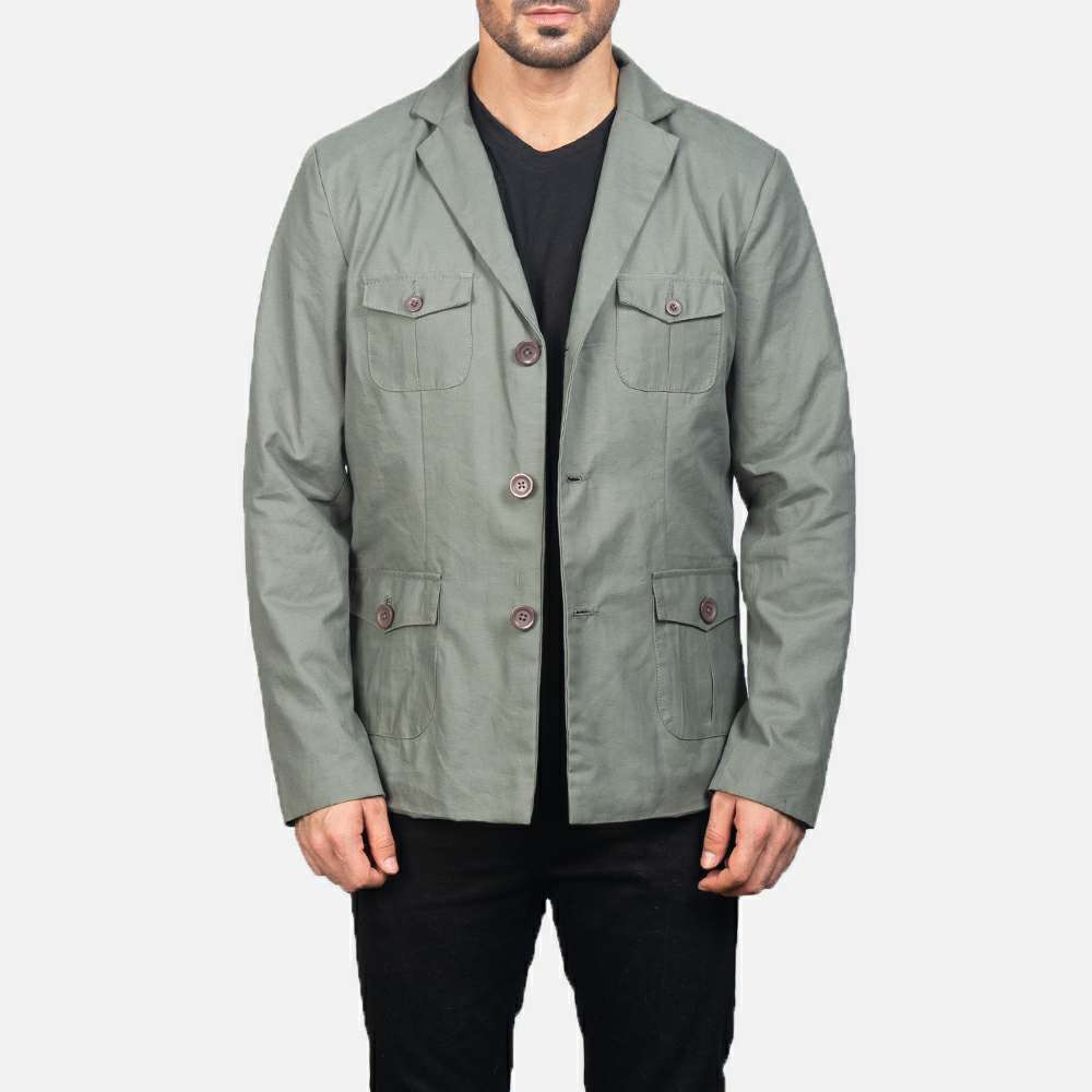 Sage Green Four-Pocket Safari Sport Coat